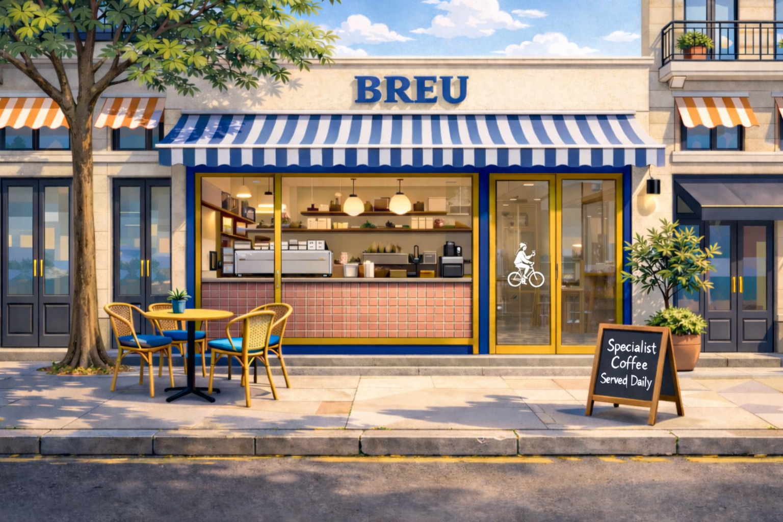 Breu coffee shop in the sun.